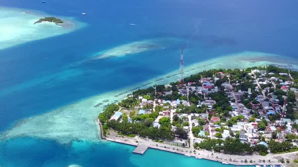 Aerial view scenery of resort beach break by ocean and sand background