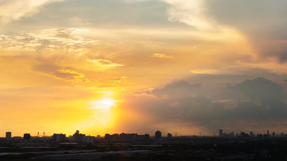 Time lapse landscape sunset sunrise and twilight cloudy sky on morning and evening