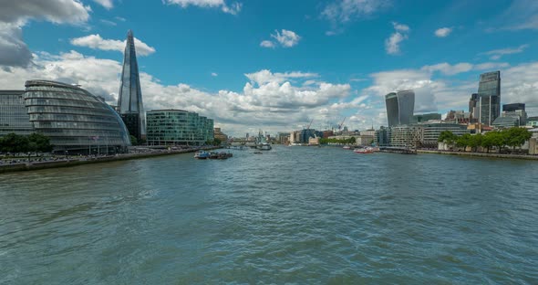 Timelapse of River Thames flowing in London