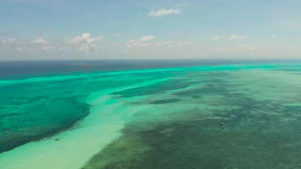 Tropical Landscape with Lagoons and Blue Sky