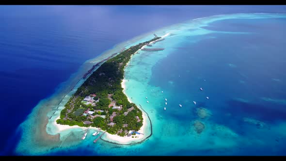 Aerial scenery of tropical shore beach holiday by shallow water and white sand background of a dayou