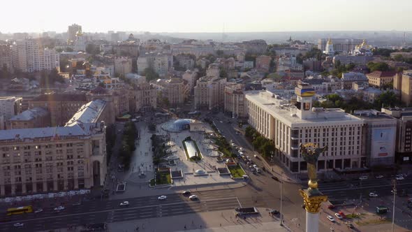 Aerial Cityscape View of Independence Square in Kiev