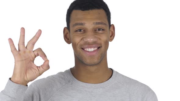 Portrait of AfroAmerican Man Gesturing Okay Sign