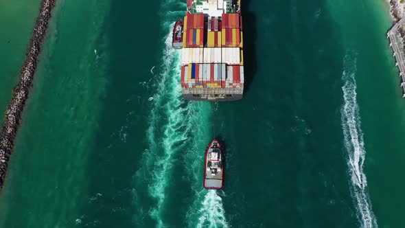 Large Container Ship Entering Port of Miami USA