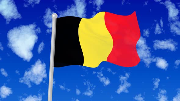 Belgium Flying National Flag In The Sky