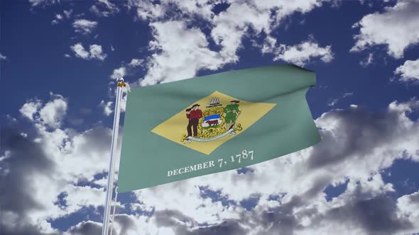 Delaware Flag With Sky