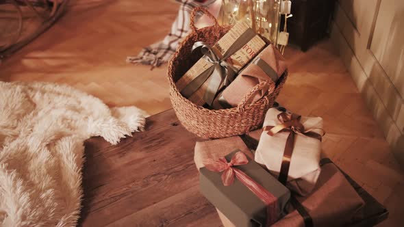 gifts in boxes with bows for the New Year