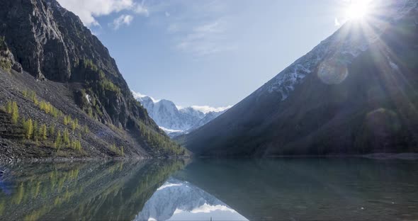 Mountain Lake Timelapse at the Summer or Autumn Time