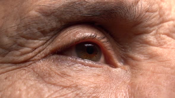 Closeup One Eye of an Elderly Man