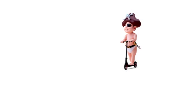 Fun 3D cartoon of a baby pirate alt