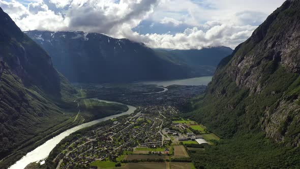 Village of Sunndalsora Lies at the Mouth of the River Driva at the Beginning of the Sunndalsfjorden