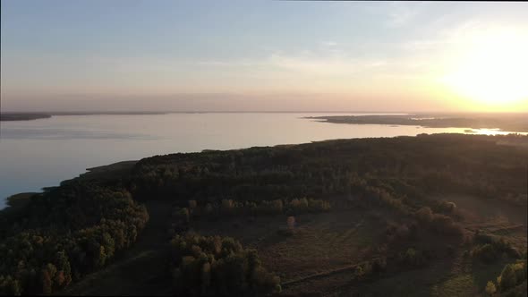 The largest lake in Poland, called Sniardwy at sunset, Masurian Lake District