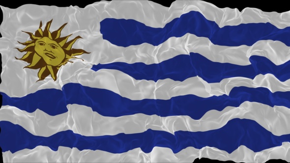 flag Uruguay turns into smoke. State weakening concept a crisis, alpha channel