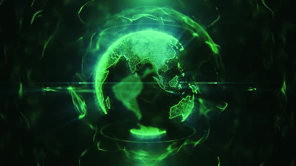 Green Hi-Tech Global Connection Particles Background loop