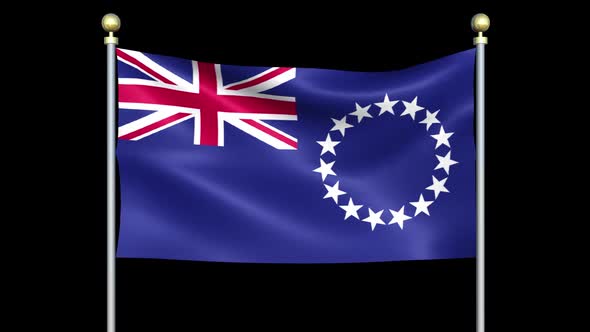 Flag Of Cook Islands Waving In Double Pole Looped alt