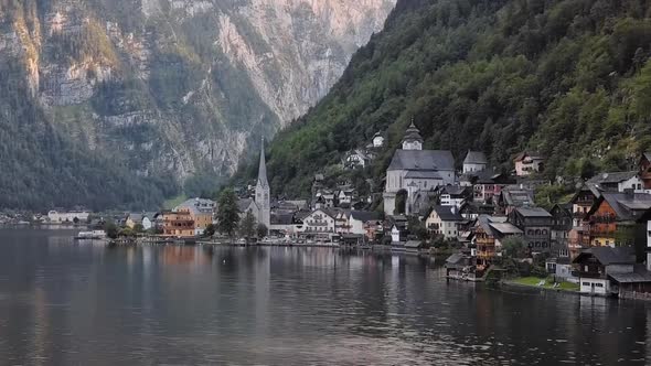 Aerial of Hallstatt, Salzkammergut, Upper Austria