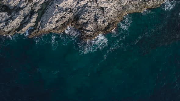 Amazing view on  azure Adriatic sea and rocky shore. Aerial view of Montenegro