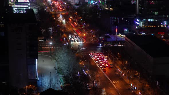 Heavy Traffic on Beijing Highway Crossing in China Timelapse