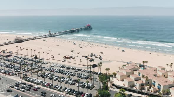 Cinematic View on Scenic Pier in Manhattan Beach California USA on Summer Day