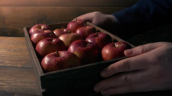 Apple Crate Put Down Or Picked Up Off Table