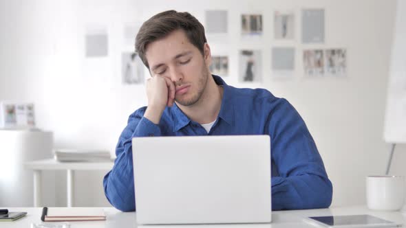 Casual Adult Man Sleeping at Work