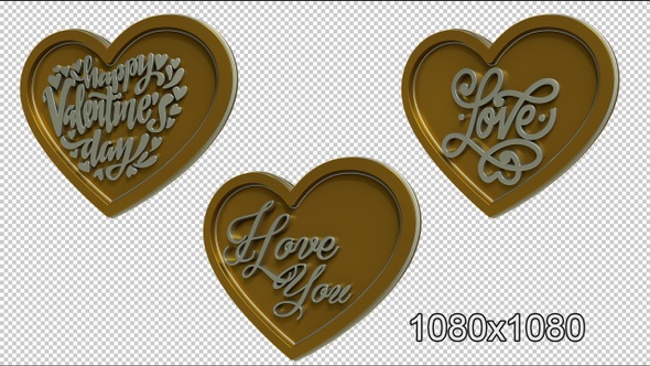 Love Engraving 3 D Hearts Pack