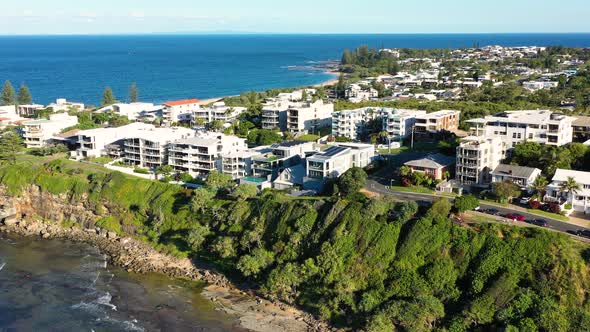 Aerial view of Moffat Beach, Sunshine Coast, Queensland, Australia.