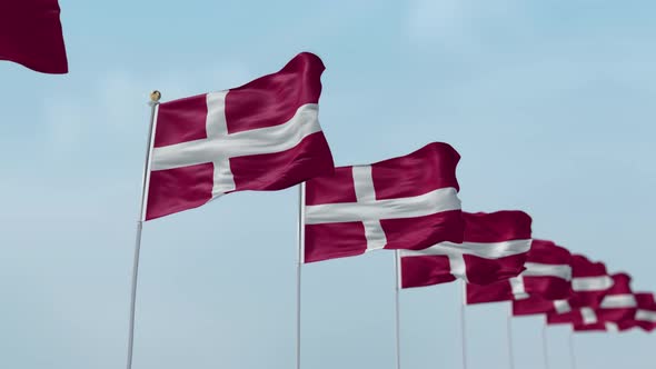 Denmark  Row Of Flags 