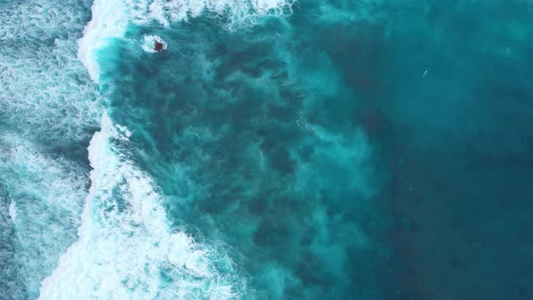 Waves and Azure Water as A Background. View from Drone at The Ocean Surface.