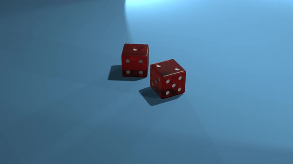 Dice falling on gambling table.