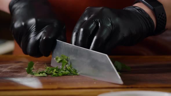 Fresh Green Parsley Chopping