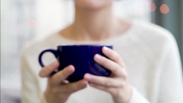 Cozy Atmosphere Girl With Big Cup