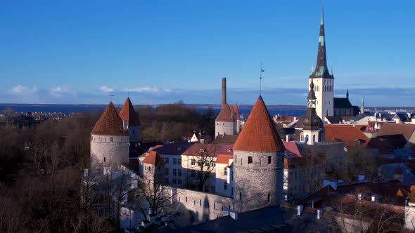 Aerial View of Tallinn Medieval Old Town, Estonia
