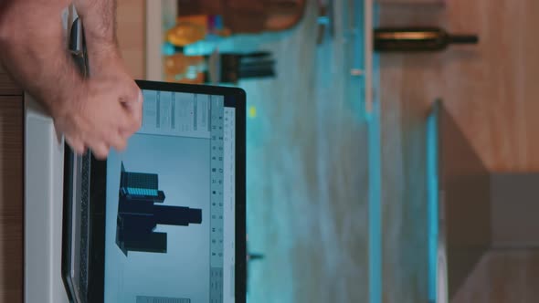 Vertical Video Creating New Component in CAD Program Working From Home