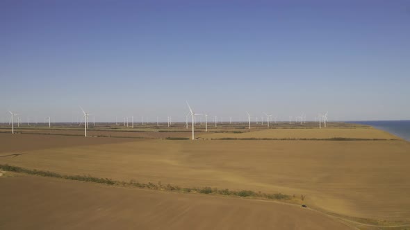 Aerial View of the Wind Turbines in the Field