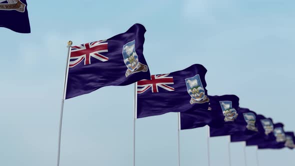 Falkland Islands  Row Of Flags 