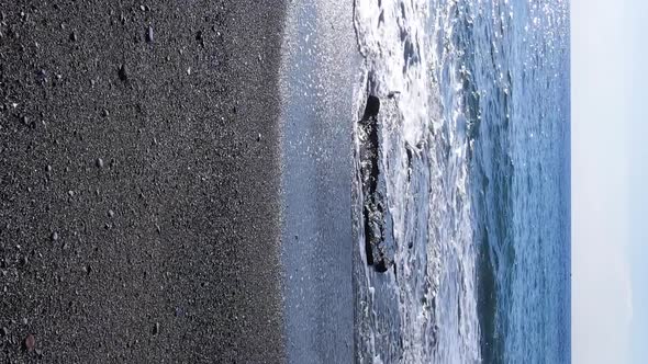 Vertical Video Sea Near the Coast  Closeup of the Coastal Seascape