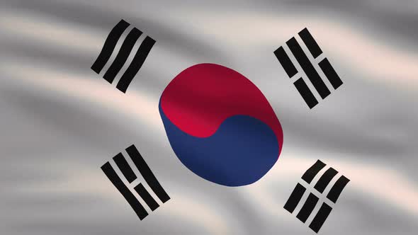 South Korea Windy Flag Background 4K