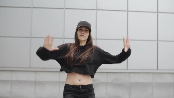 Woman Dancing and Perform Modern Hip-hop Dance, Contemporary Freestyle in the Street, Urban