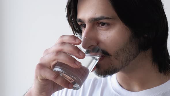 Healthy Morning Handsome Indian Man Water Balance