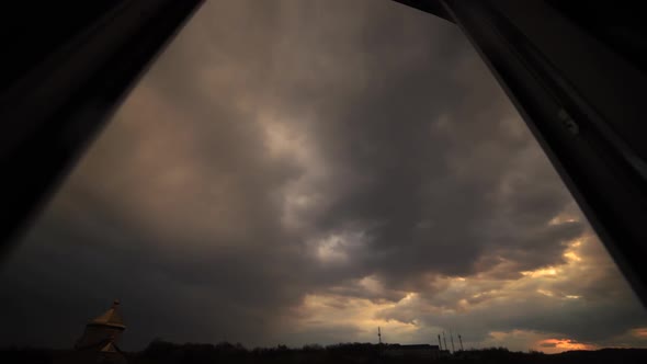 Amazing time lapse: beautiful magic multicolor clouds floating the sky