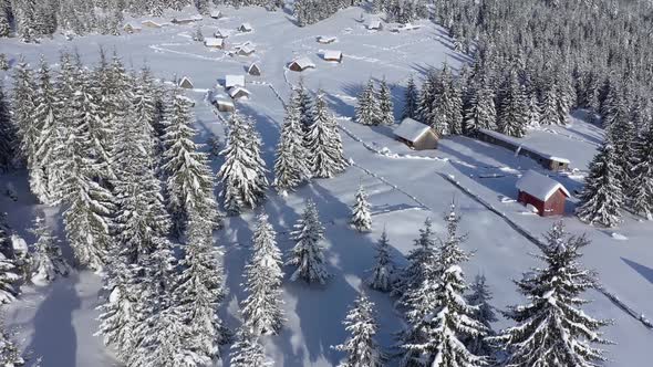 Village Houses Buried Under Snow