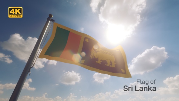 Sri Lanka Flag on a Flagpole V2 - 4K