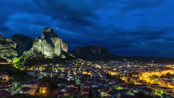 Timelapse of Meteora Famous Place in Kalambaka, Greece