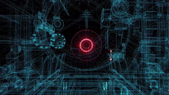 Futuristic Industrial Wireframe Blue Blueprints Hd alt