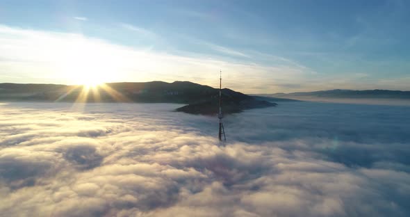 TV Tower above the clouds in Tbilisi