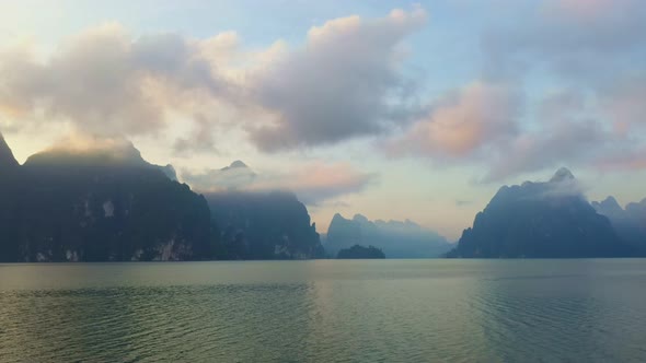 Mist On The Top Of The Hill In The Lagoon.