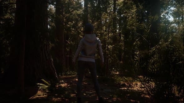 Woman in Yosimite National Park Near Sequoia