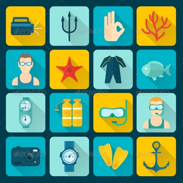 Diving Icons Set