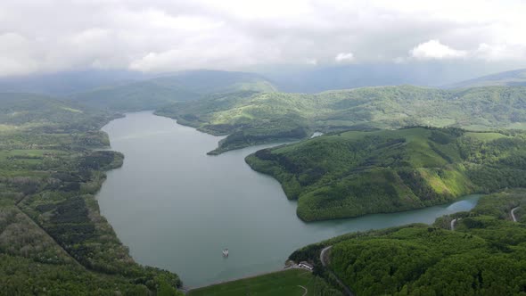 Aerial view of Starina reservoir in Slovakia